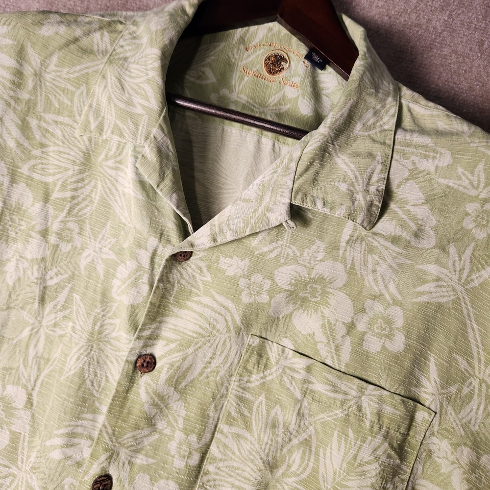 Eagle Dry Goods Shirt Mens XXL‎ Green Silk Floral Camp President's Club 2004
